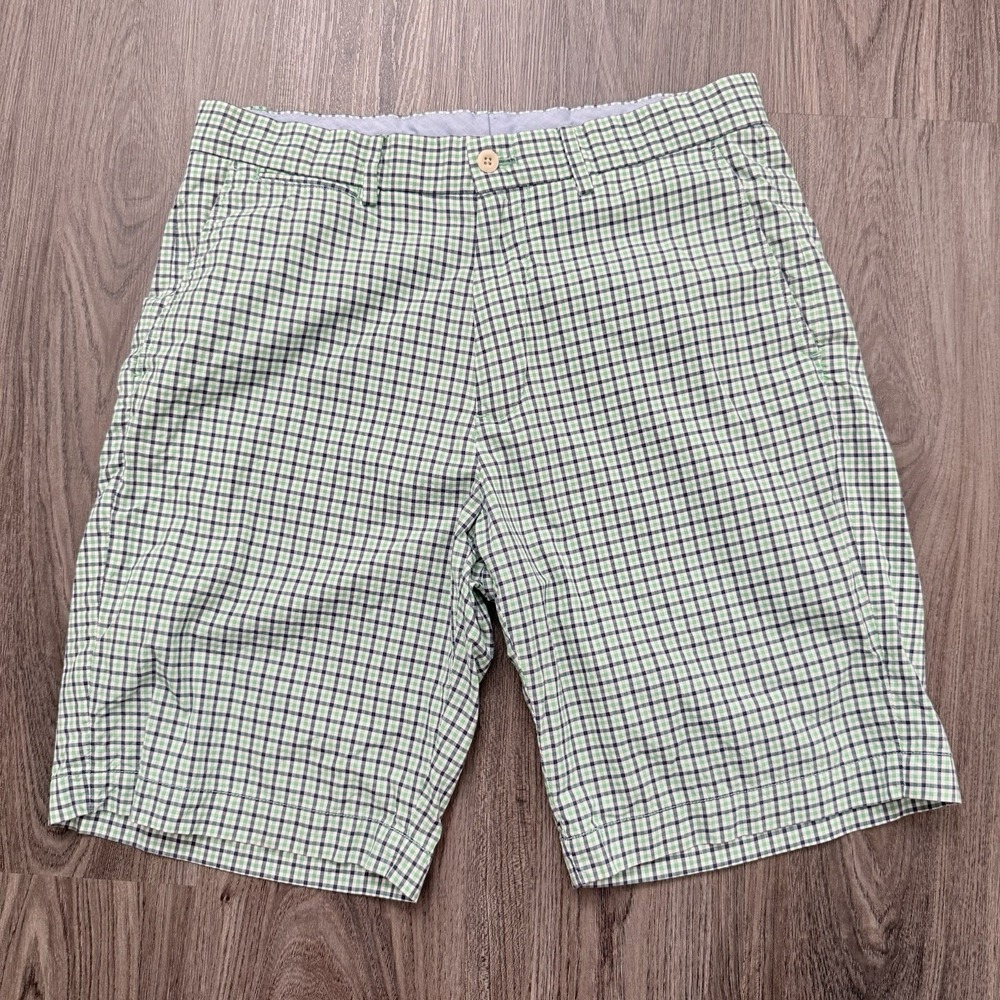 Ralph Lauren RLX Shorts Mens 32 Blue Green Plaid Stretch Golf Chino